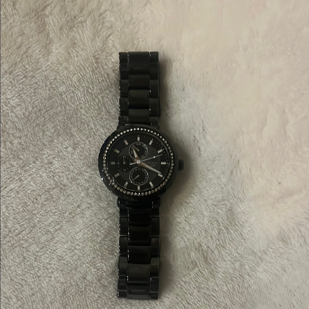 Fossil Black Watch with Metal Link Band and Sporty Style